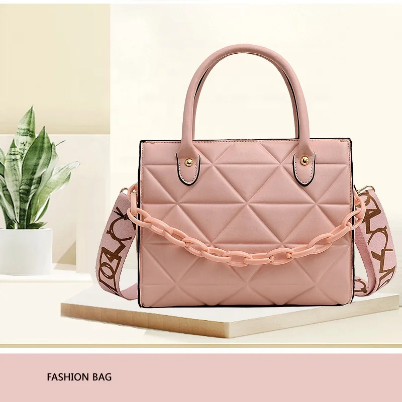 

2021 New Color Diamond Lattice Pattern Plus Size Women Durable Designer Handbags Simple Pu Shoulder Messenger Bag, Customizable