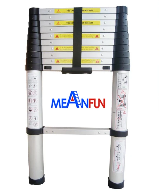 EN131-6 Newest 2.6m Height Aluminum 8 steps telescopic ladder with soft close
