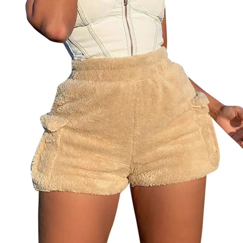 

Hot sale Wholesale High Waist Custom shorts woman velvet spandex shorts Solid Color womens Terry Shorts, Photo color