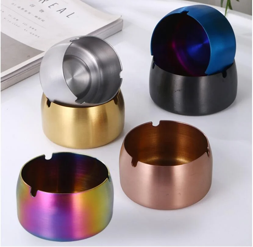 

Creative Color Plated Stainless Steel Ashtray Thickened Windproof Fall-proof Ashtray, Picture