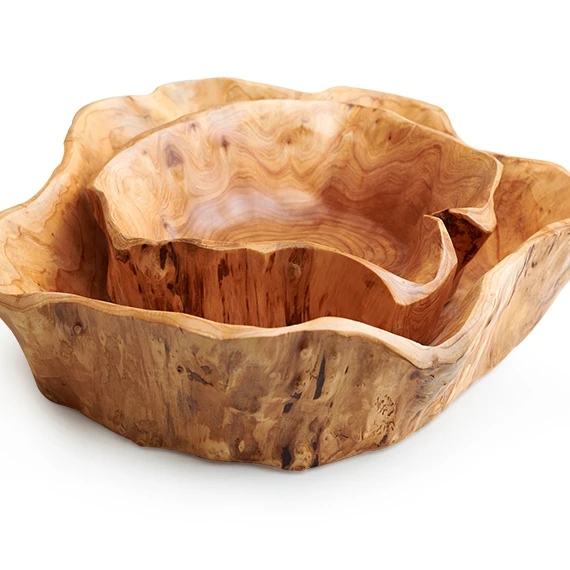 

Large Dried Fruit Plate Multi-grain Candy Dish Unique Wood Salad Bowl Solid Wooden Fruit Bowls, Wood color