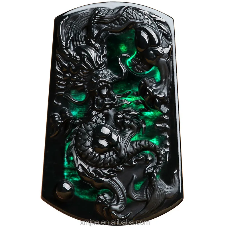 

Certified Grade A Natural Ink Green Jadeite Jade Auspicious Dragon Pendant Green Pendant Men's Necklace Women's Jewelry