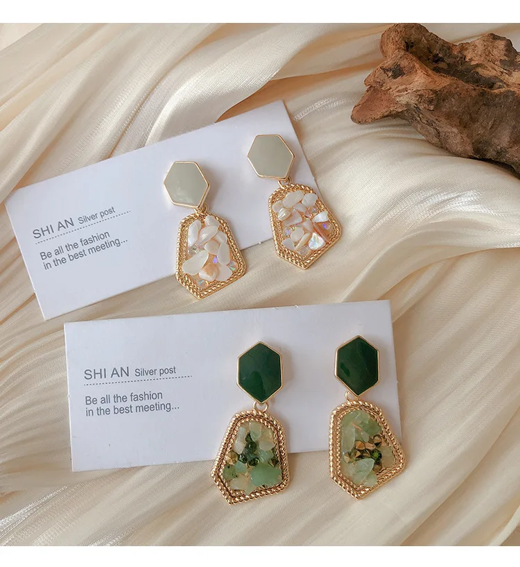 

drop earrings women French niche design inlaid gemstones cold wind fashion earrings wholesale for women