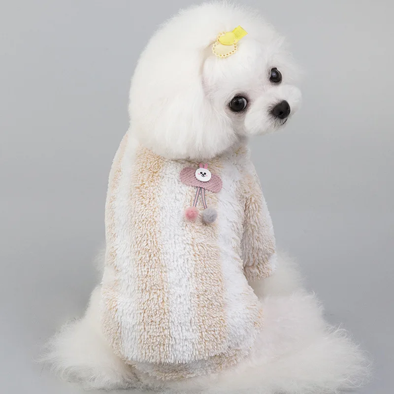 

Winter Warm Luxury Pet Puppy Bulldog Bichon Teddy Rabbit Cherry Plush Coat Dog Clothes Wholesale, 3 colors
