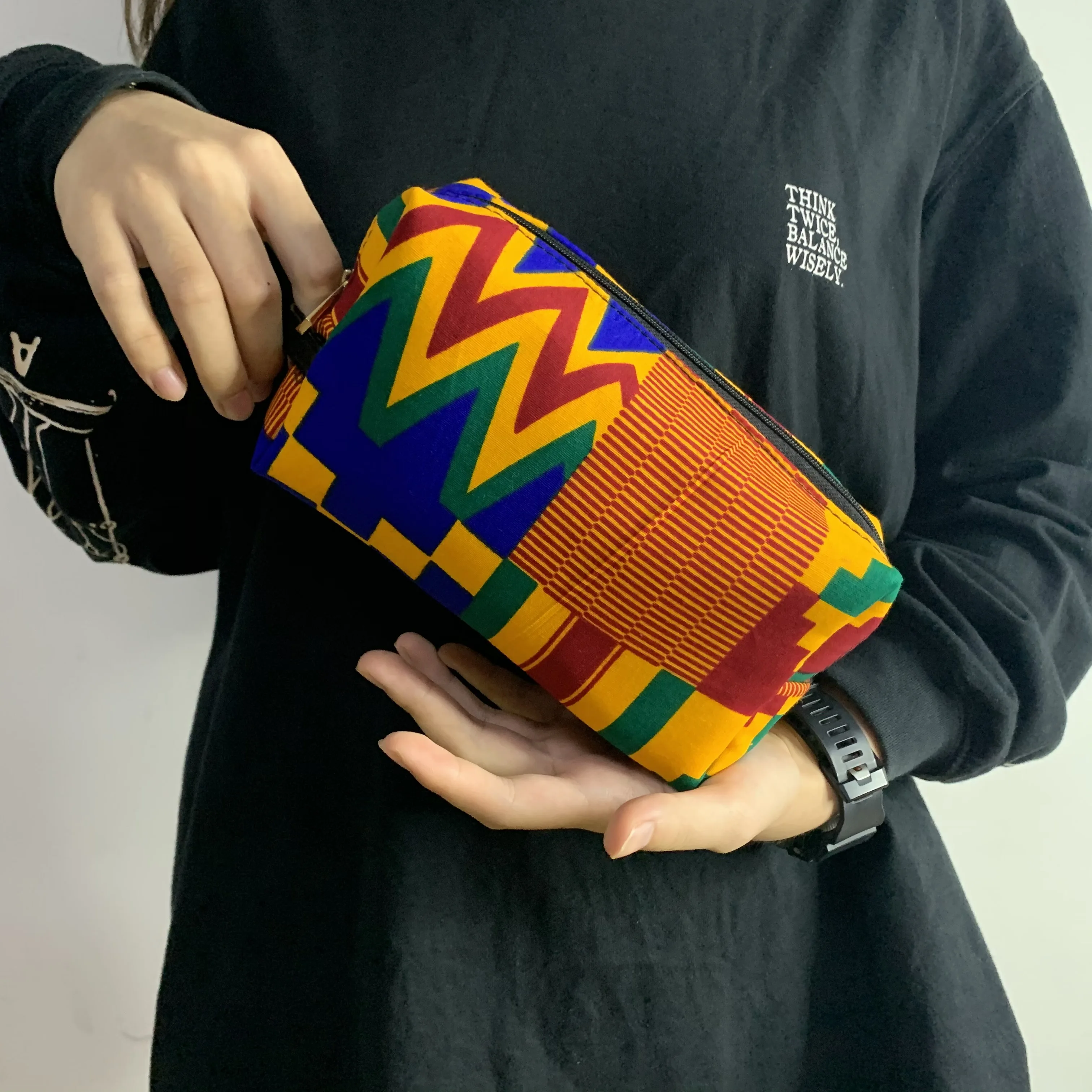 

African Print Women Makeup Bag Basic Design Accessories Hot Selling Wholesale High Quality Makeup Bag, As pictures