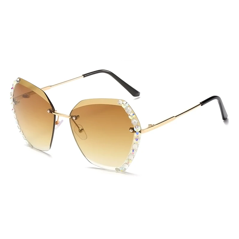 

2021 New Arrival Vintage Custom Logo Fashion Women Metal Oversized Designer Famous Brands Luxury Sunglasses 2021 Shades