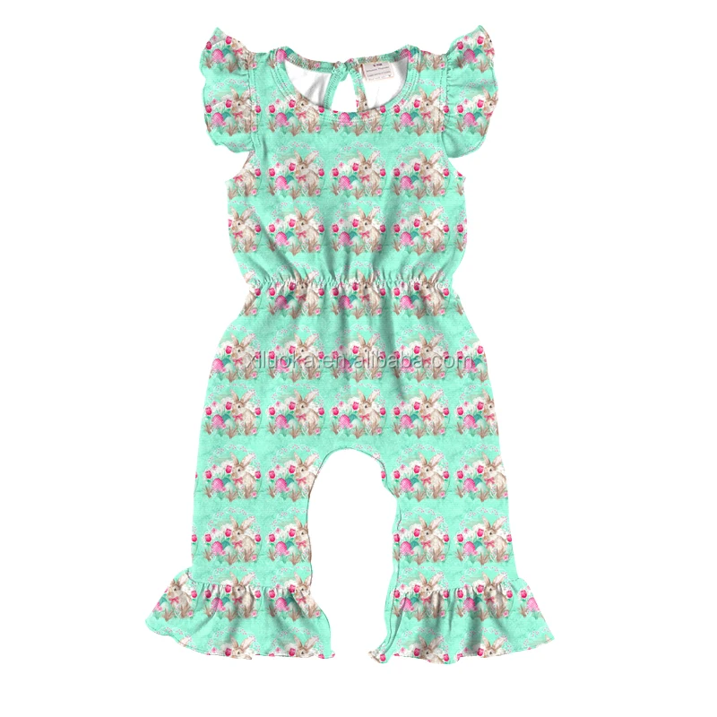 

High Quality Wholesale Toddler Girl Bunny Romper Baby Boutique Easter Jumpsuit