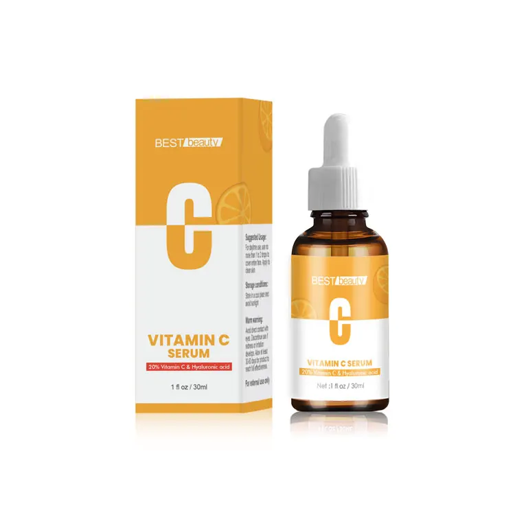 

Private label 20% vitamin c face serum with hyaluronic acid skin care oem smoothing natural organic face serum vitamin c, Red