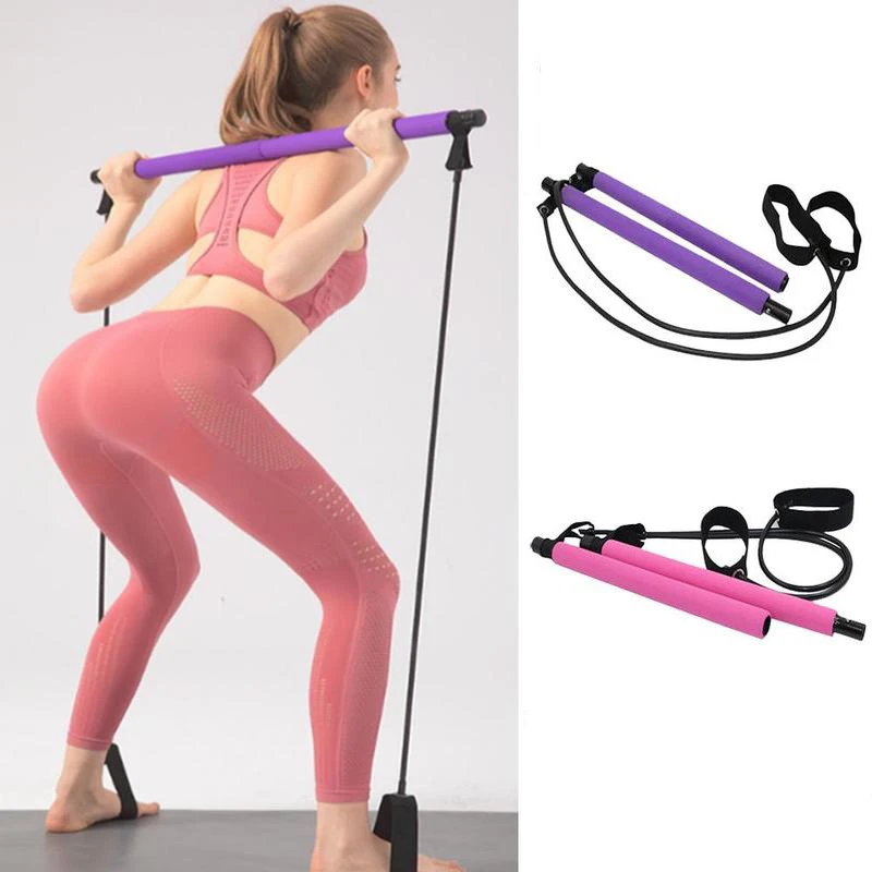 

Stretch Gym Stick Tone Portable Pilates Bar Kit Resistance Band, Purple