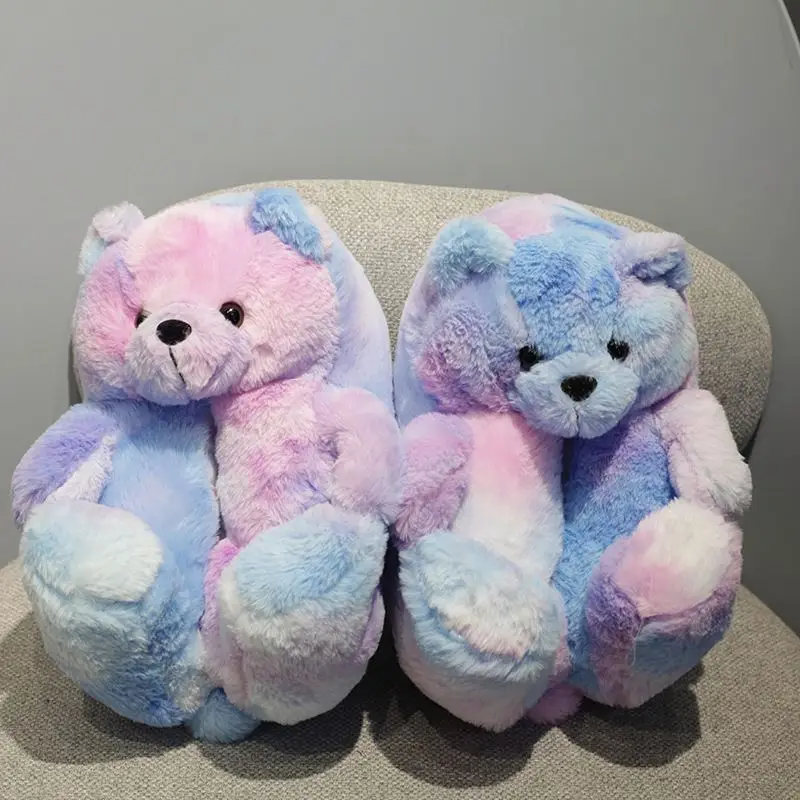 

Wholesale Women Shoes 2021 New Style Fuzzy Teddy Plush Indoor House Slippers Kids Teddy Bear Slippers For Women Girls, Picture