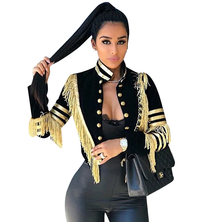 

2021 new arrivals vintage long sleeve tassel women fashion bomber jackets