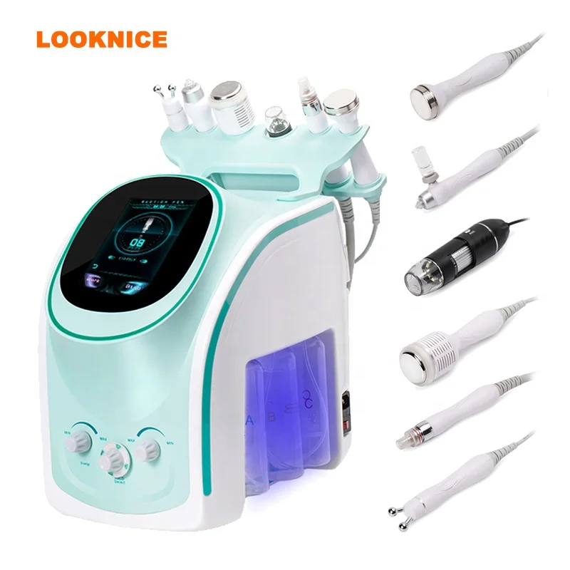 

2021 new arrival 6in1 H2O2 small bubble micro-touch hydracare hydra beauty facial machine with skin moisture tester
