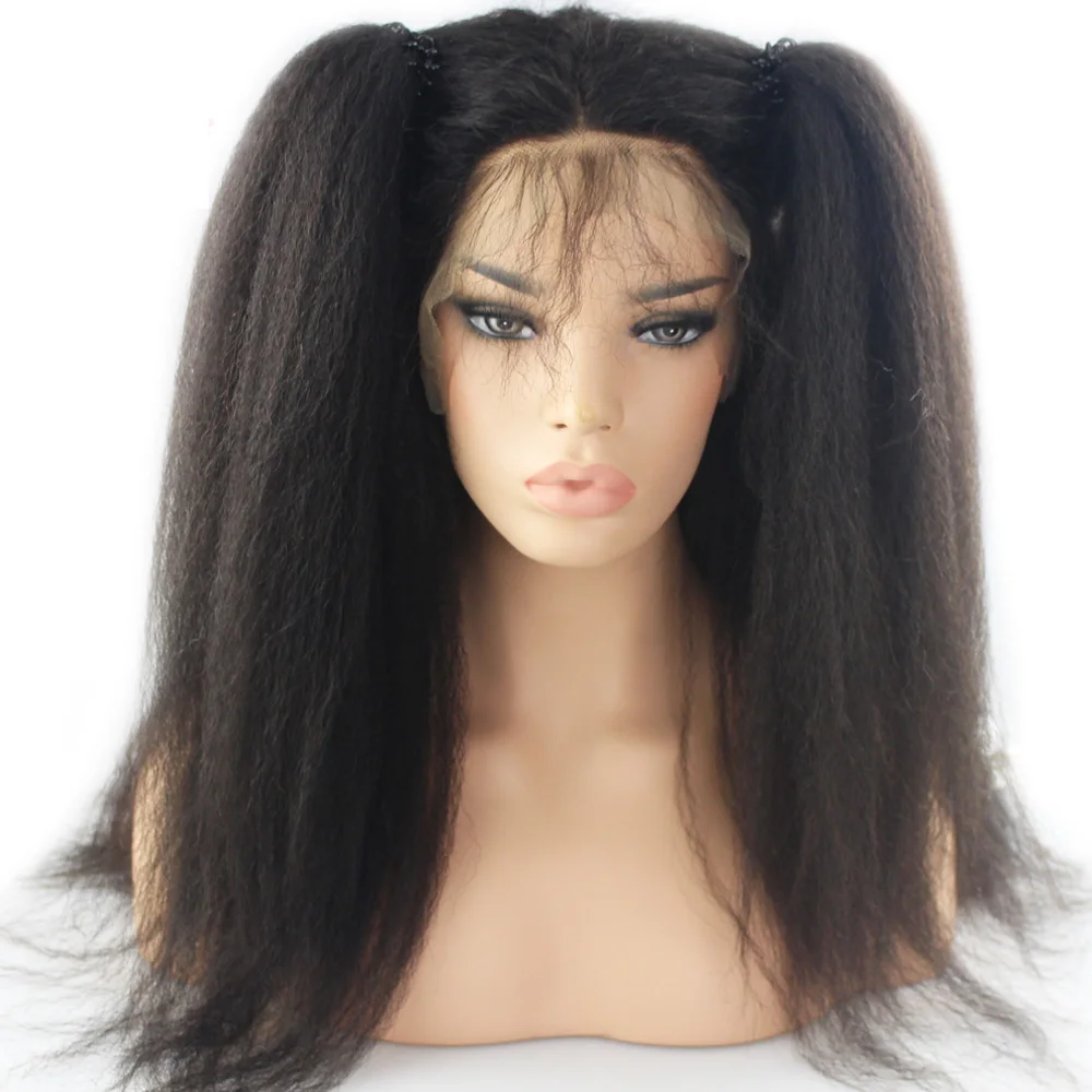 

AINIZI Factory wholesale Cheap Heat Resistant 26'' kinky Straight Wave Synthetic Lace Front Wigs for black women, Natural black 1b#