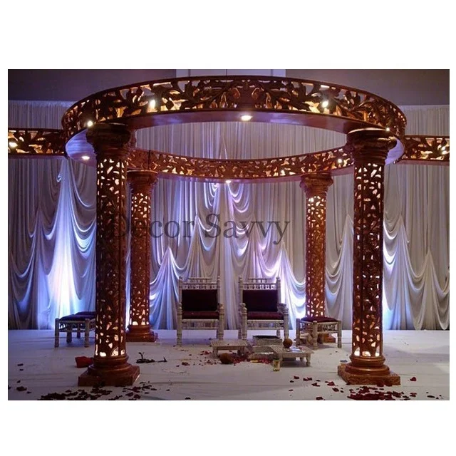 Jali Designer Mandap Set with LED Lights & Jali Ring on top with Unique Looks for asian weddings & english wedding backdrop