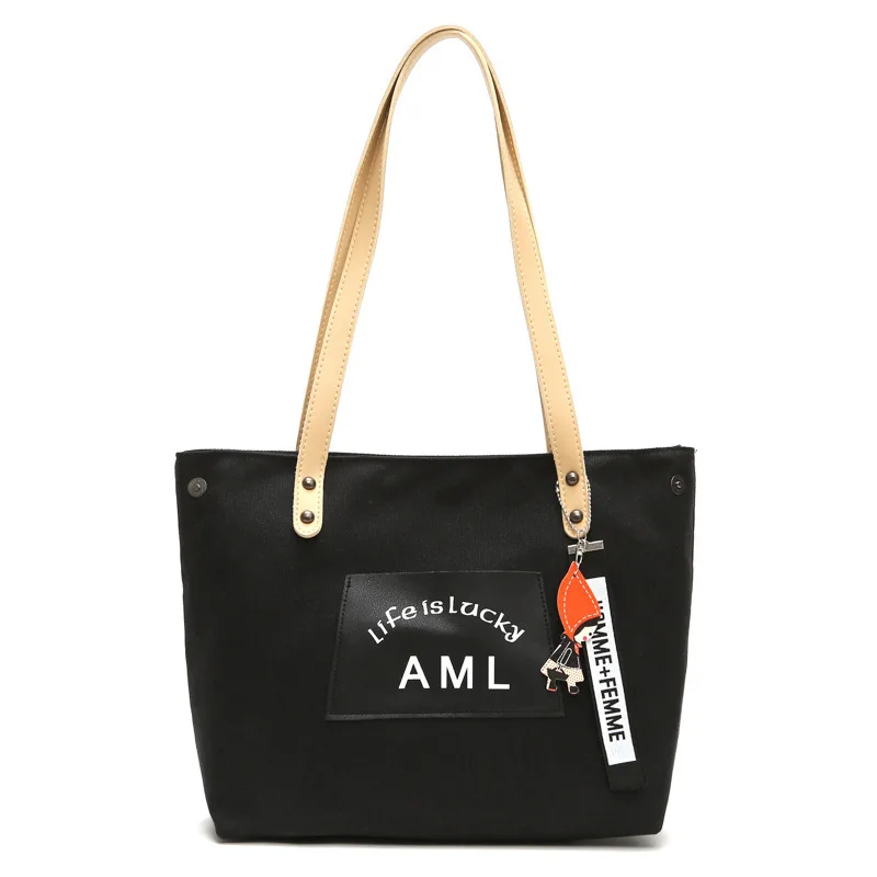 

New large capacity canvas women's bag Japanese leisure Tote Bag Korean solid color student one shoulder handbag, Customizable