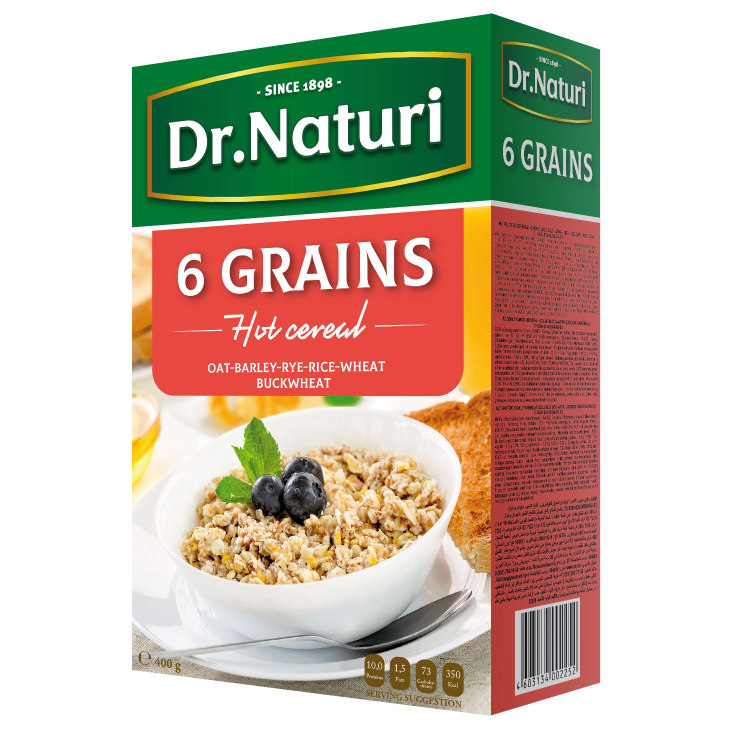 
Hot 6 grains cereal (oats, wheat, barley, rye, corn, buckwheat) 
