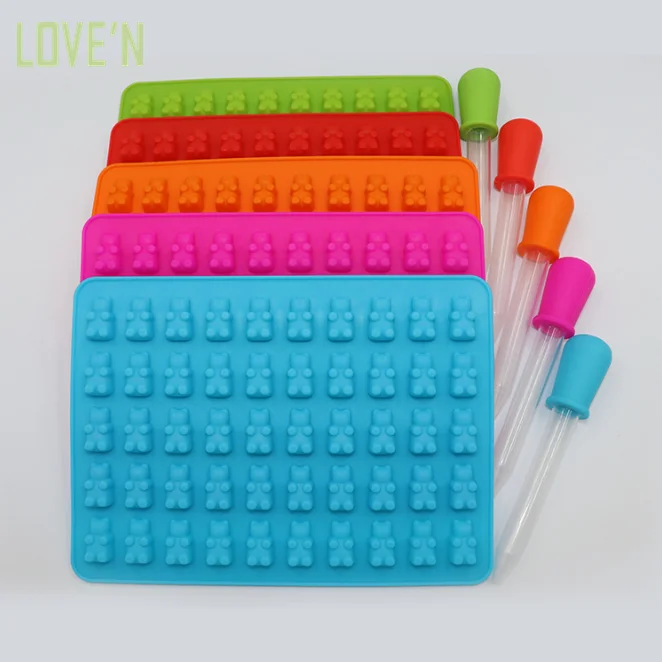 

LOVE'N china LV0114B eco Cartoons Gummy 3D Bear Candy silicone Mold with Dropper for molde de baking tools