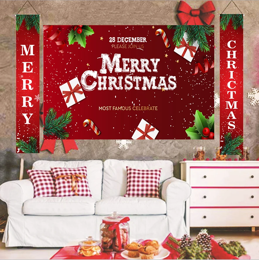 Christmas Party Decorations Supplies Xmas Decor Set Front Door Merry ...