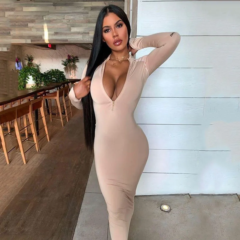 

Custom logo Hot selling bodycon women long sleeve dresses with low price, Picture shown