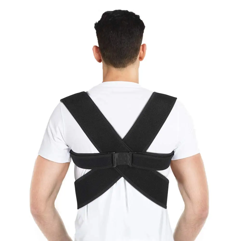 

Lower price black free size adjustable back support belt posture corrector for healthy body, Black or customized color