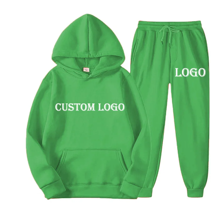 

CHS0001 Sponge Fleece Spring Winter Sweat cheap hoodie Outdoor Running Women Man Plain Fit Cotton Custom Logo Tracksuit Set Suit