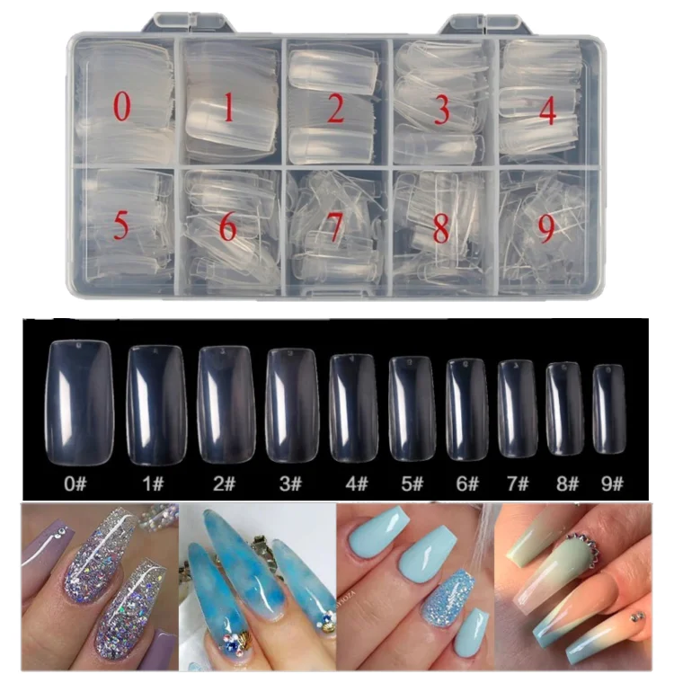 

500pcs/box acrylic nail tips bulk clear full cover nail tips, Natural white clear
