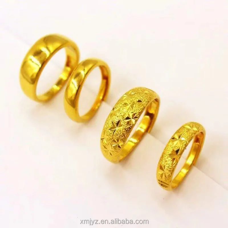 

New Brass Gold-Plated Glossy Starry Open Ring Vietnam Placer Gold Color Retaining Couple Ring Ornament Wholesale