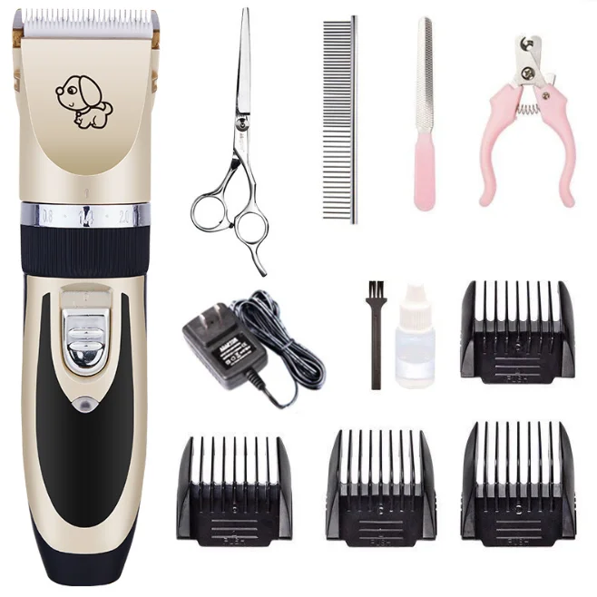 

Amazon Top Seller Pet Electric Scissors Dog Shaving Device Cat Dog Hair Cutter Beauty Tool Set Hair Trimmer Clippers & Blades, Gold