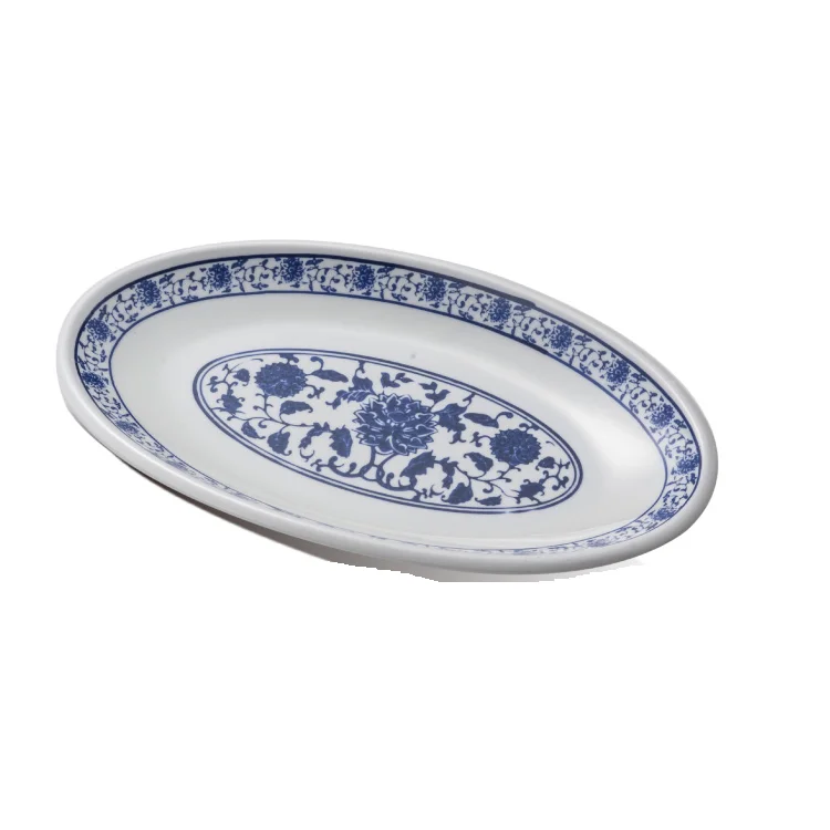 

12 inch Food Grade Reusable Dinnerware melamine oval plate, Multicolor