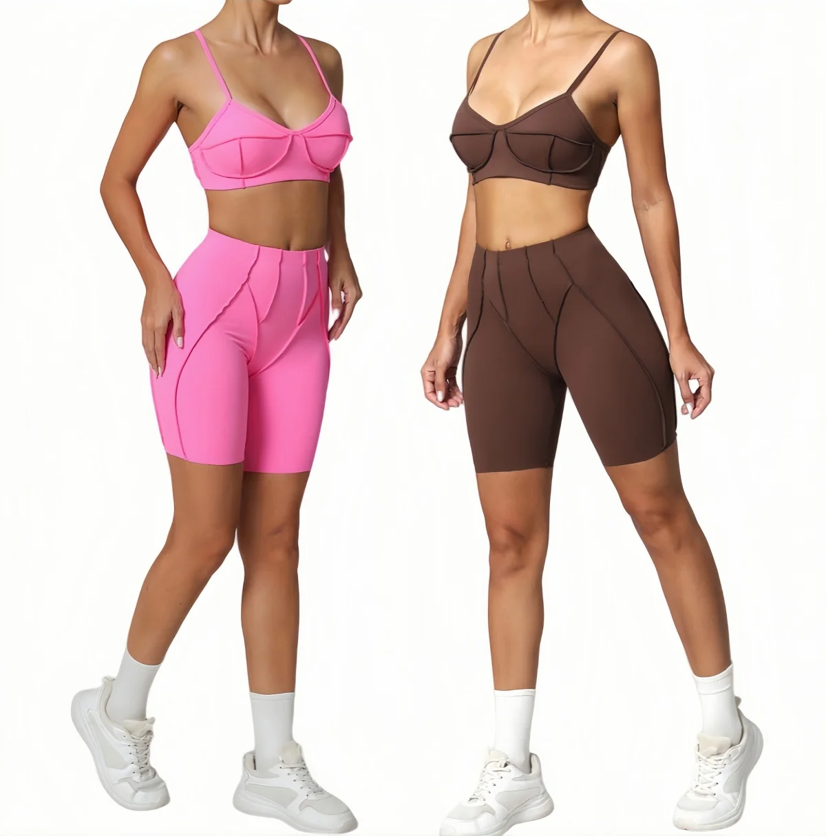 Solid Pattern Activewear Set Gym Yoga