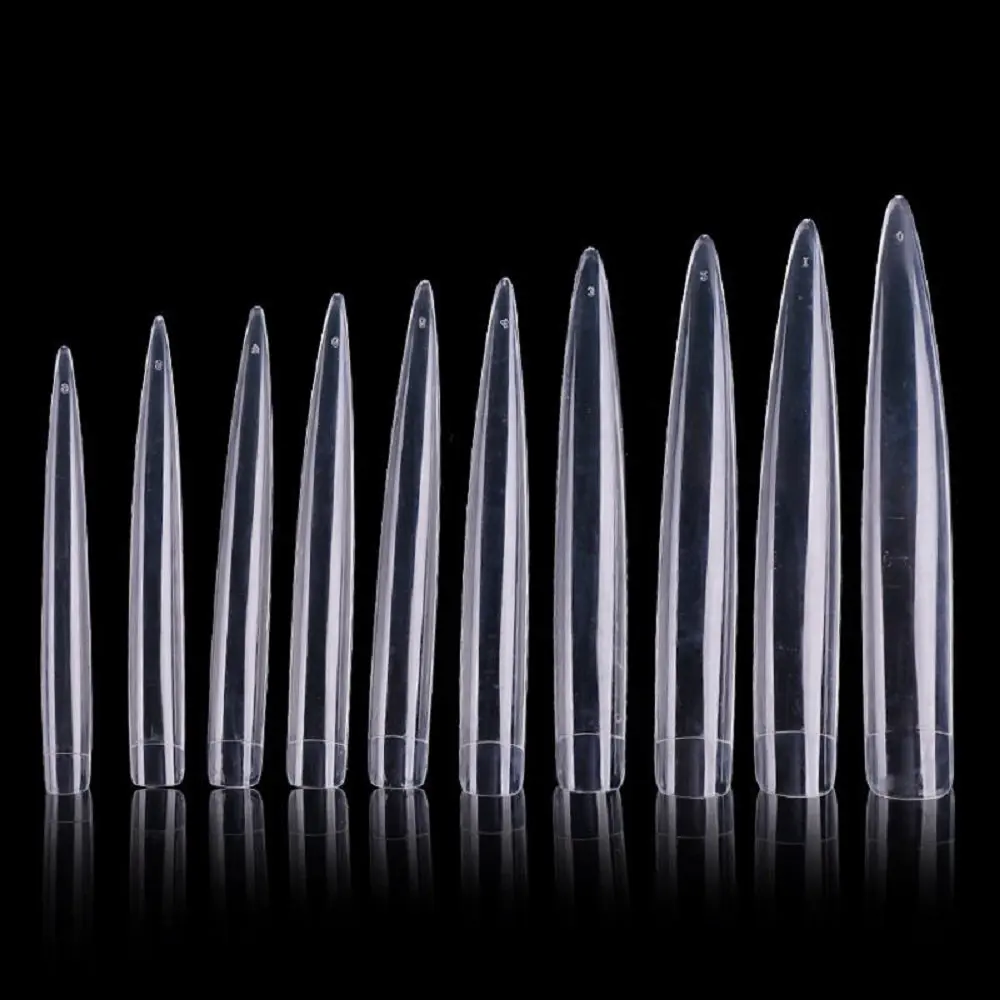

12Sizes/Pack XXL Extra Long Sharp French Artificial Nail Art Tips False Stiletto Nail Tip