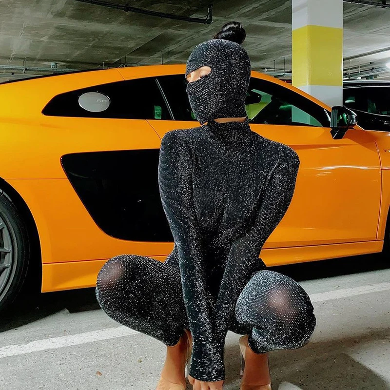 

Solid Color Spring Turtleneck Long Sleeve Jumpsuit with hoodie