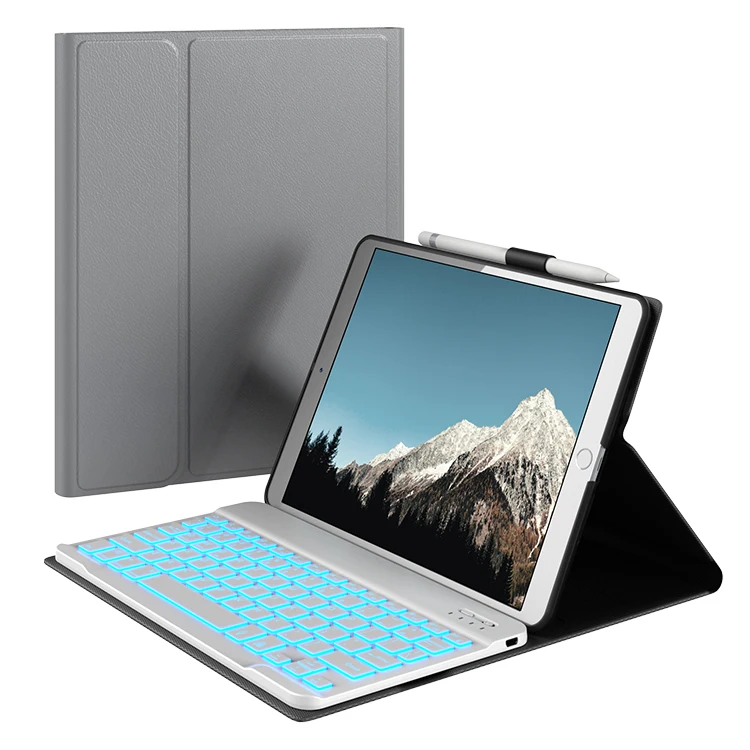 

for 2020 ipad 8th new 360 degree rotatable ultra-thin BT keyboard case for ipad 10.2 /10.5 keyboard case with backlit- holder