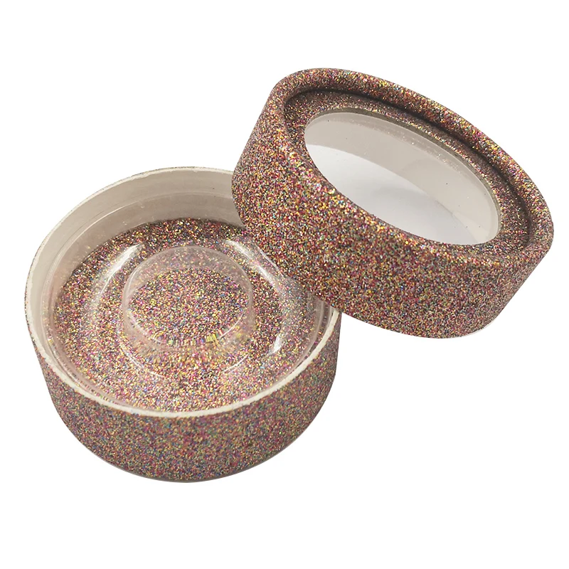 

50/pack Wholesale Eyelash Packaging Box Lash Boxes Package Custom Drawer Round Glitter Faux Cils Makeup Storage Case bulk Vendor