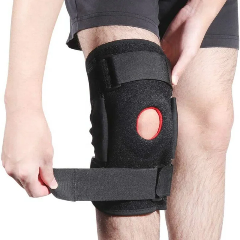 

Neoprene Open Patella Knee Support Knee Brace with Adjustable Straps and Metal Hinged, Black