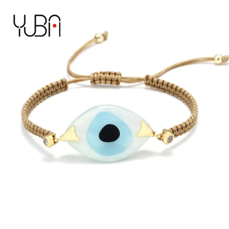

Boho Luxury Style Handmade Evil Eyes Charm Bracelet Adjustable Woven Rope Evil Eyes Bracelet