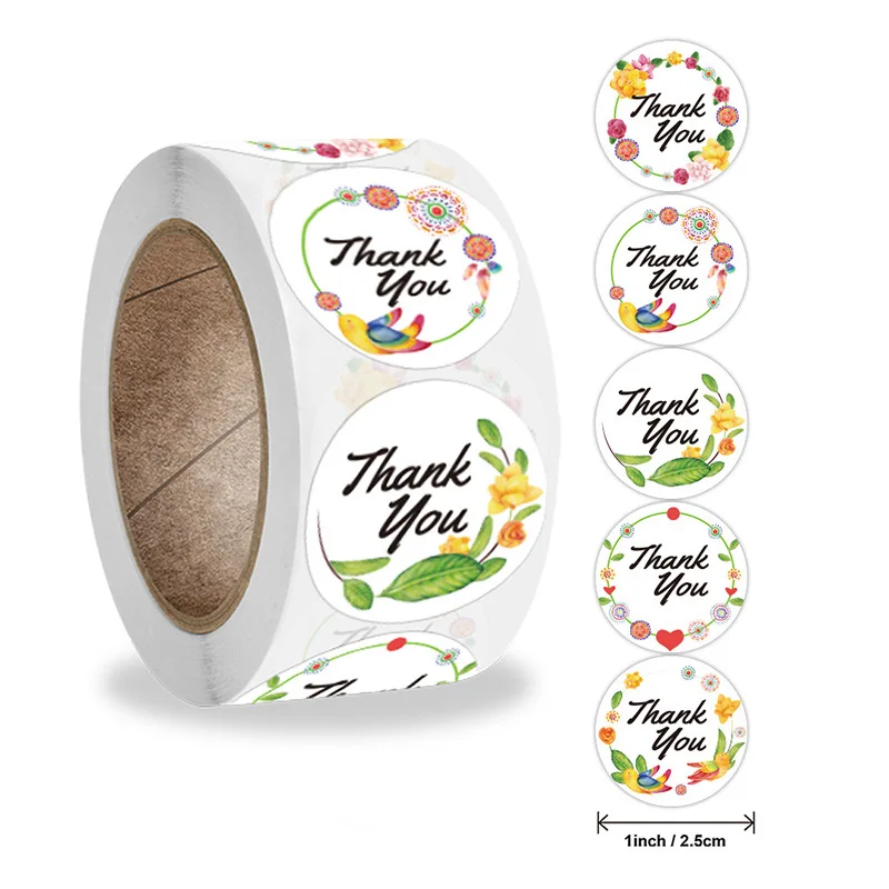 

1 Inch Thank You Deco Sticker Self Adhesive Labels Roll For Packaging Holiday Wedding Gift Sealing Stickers Etiquetas 500pcs