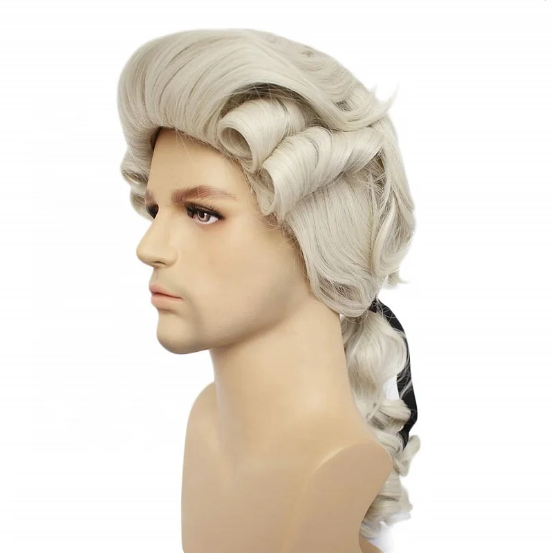 

Anogol Colonial Adult Judge Men Cosplay Blonde Wavy Wigs Hair for Lawyer