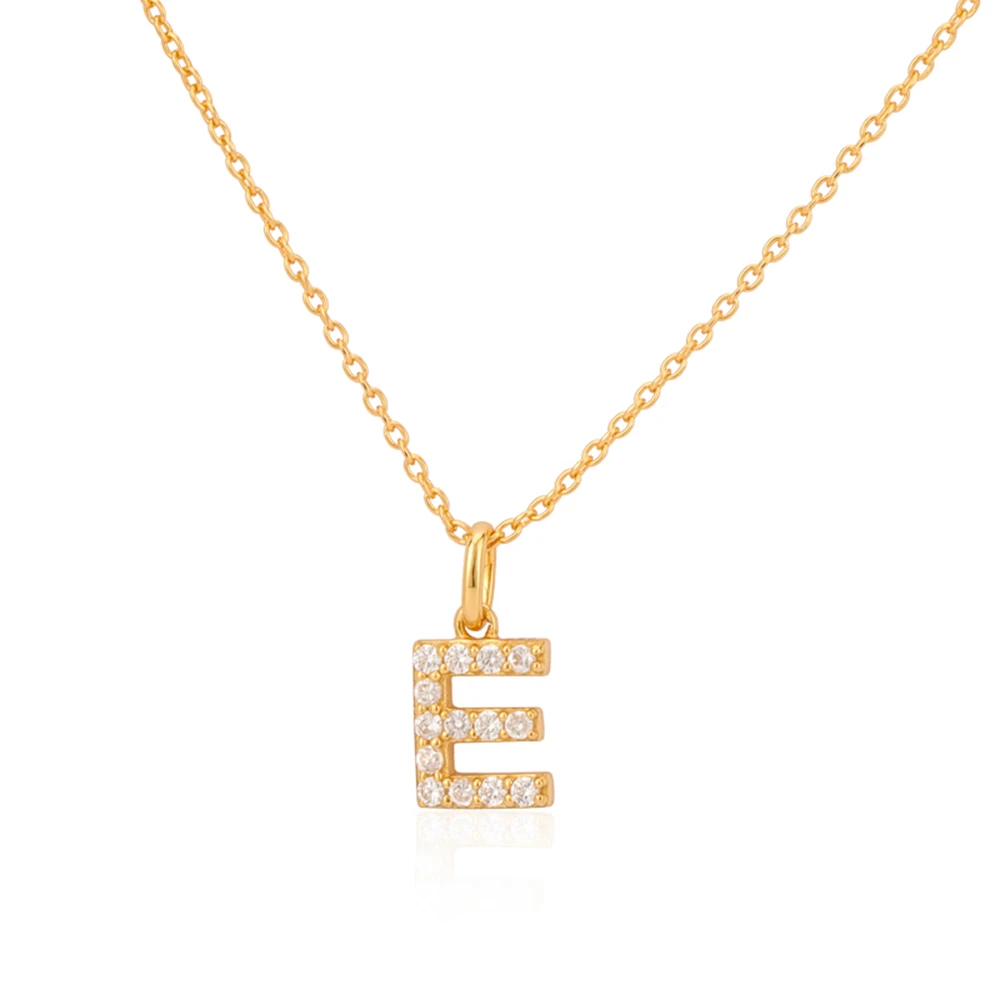 

Fine Jewelry 925 Sterling Silver Gold Plated Alphabet Letter E Initial Necklace