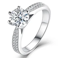 

customized14K 18k white gold moissanite ring 1 carat Moissanite Engagement Rings for Wedding