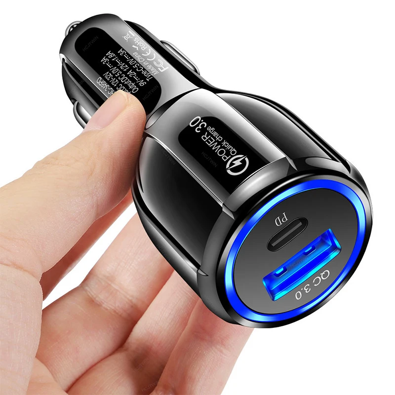 

Wholesale Portable Universal Dual Port Type C Mobile Phone Fast Charge Qc3.0 Pd Usb Car Charger