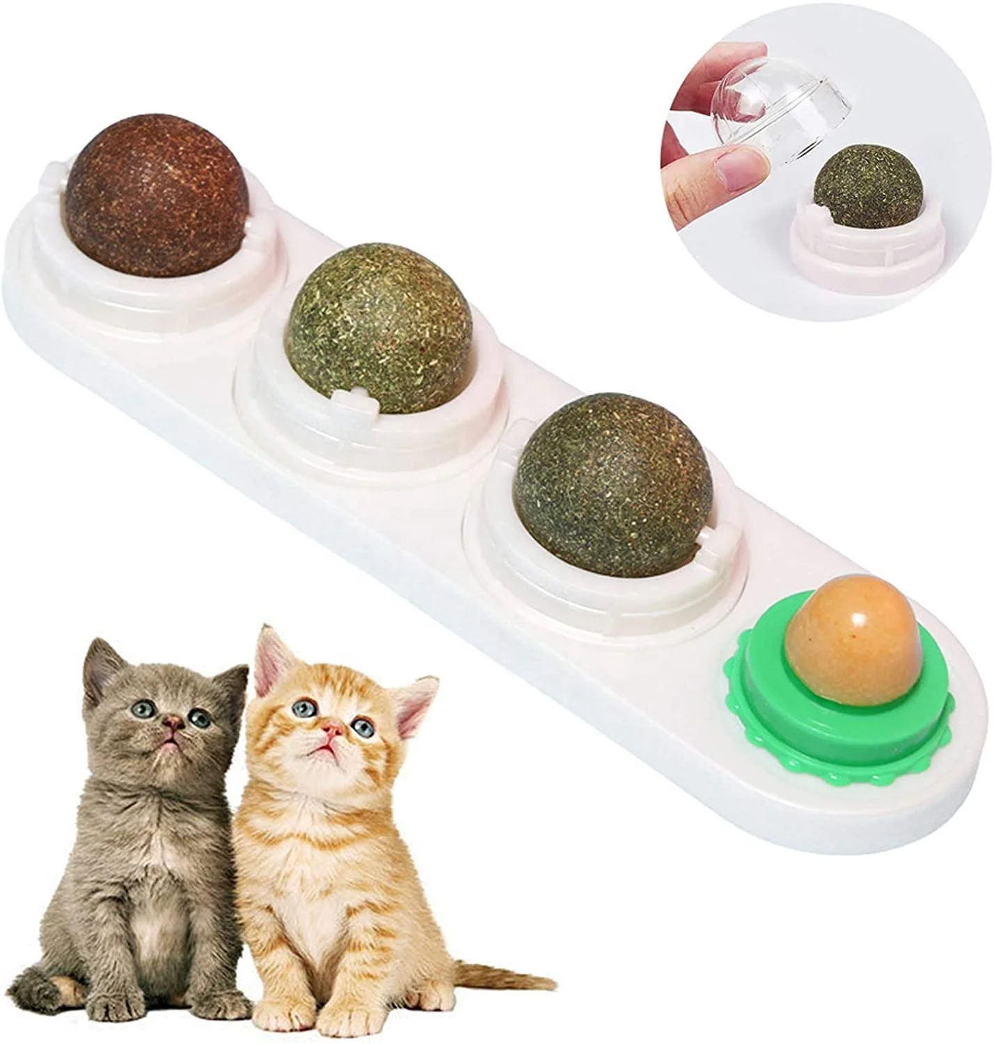 

Natural Catnip Edible Balls Rotatable Catnip Balls Care Teeth Cleaning Edible Wall Balls, Grey/white/pink/purple/blue