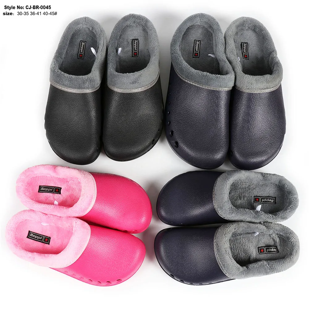 

Mens eva slipper winter warm shoes clogs with fur lining eva platform unisex clogs slippers, Color