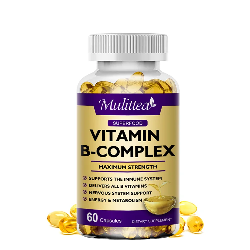 

Factory Hot Sale 60 pcs (B12 B1 B2 B3 B5 B6 B7 B9 Folic Acid & Biotin) Vitamin B Complex Capsules