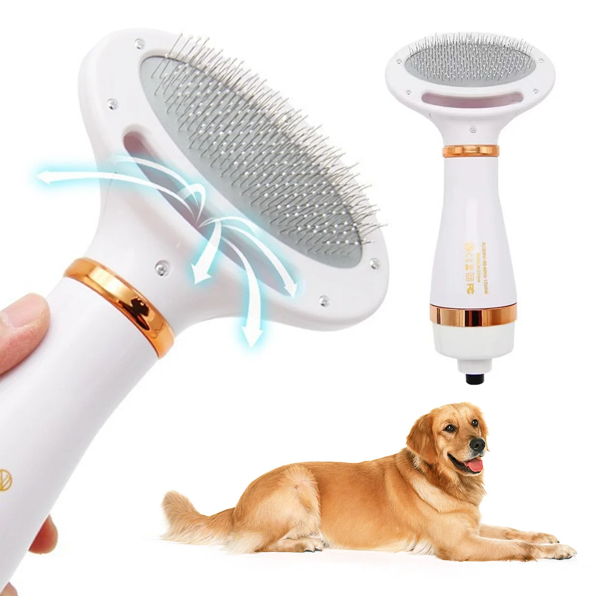 

2 in 1 Dog Hair Dryer Professional Grooming Blower Slicker Brush Pet Cat Grooming Brush Pet Hair Brush Dryer