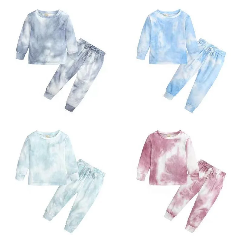 

Free Sample Baby Clothes Cheap Price High Quality Tie Dye Fall Autumn Long Sleeve Kids Tracksuit Pajama Sets Baby Clothing Sets