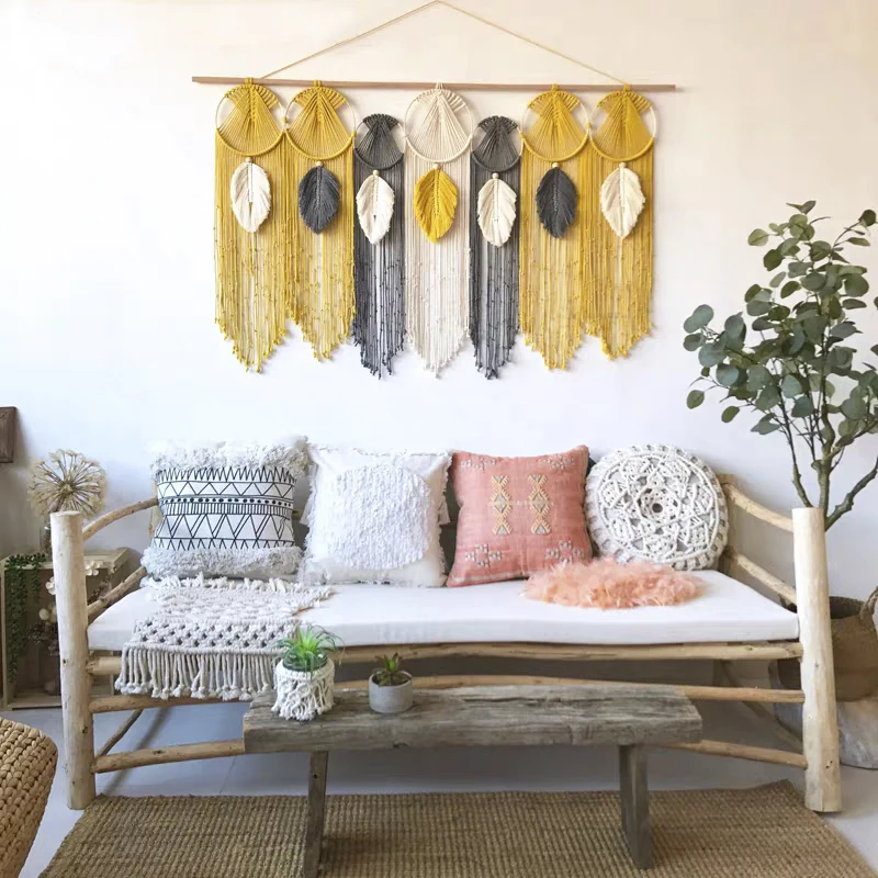 

Colorful Feather Tapestry Handmade Bohemian Wall Hanging for Home Decoration, Colourful