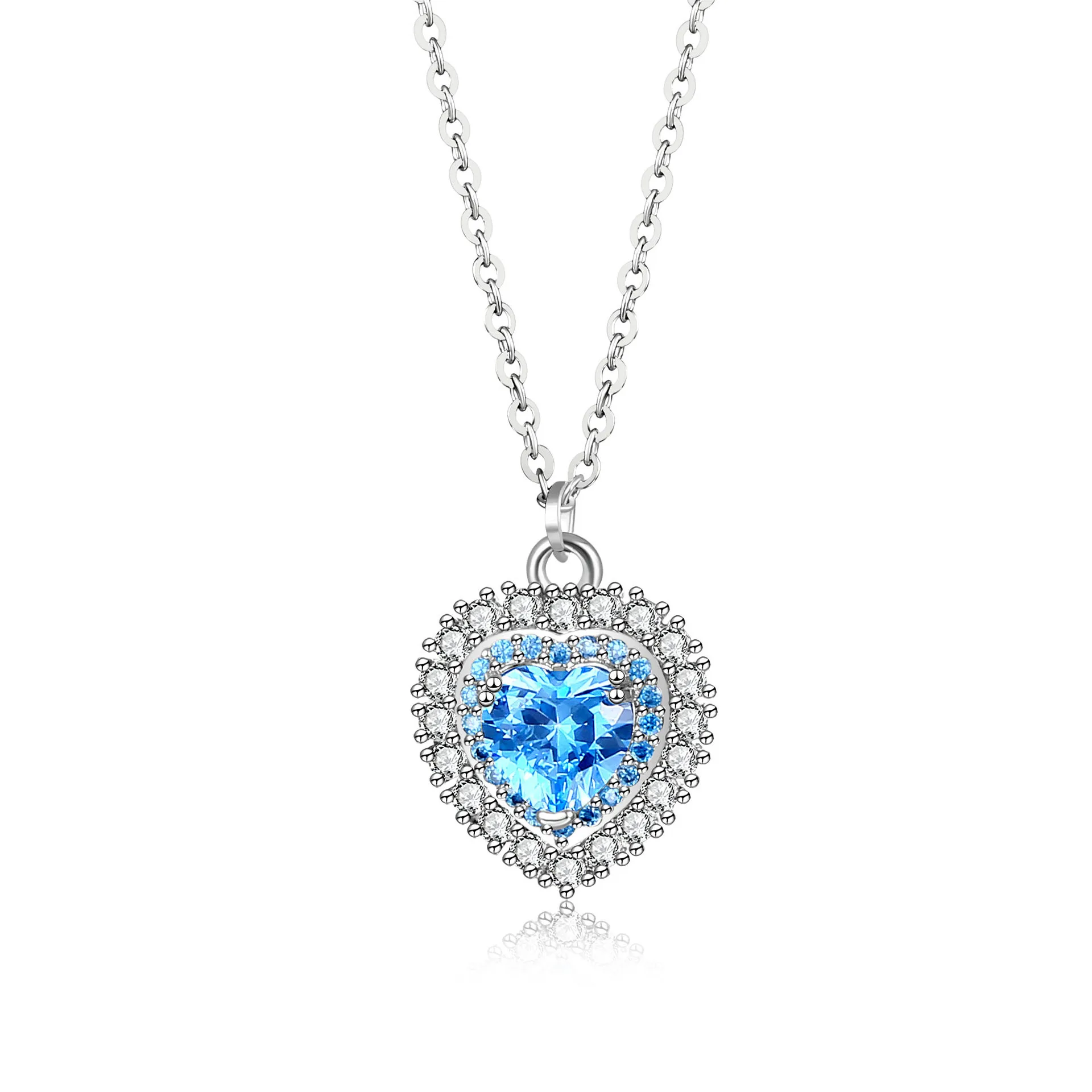 

Hainon jewelry 925 silver plated pendant necklace Large heart cystal jewelry for women Custom Necklaces wholesale