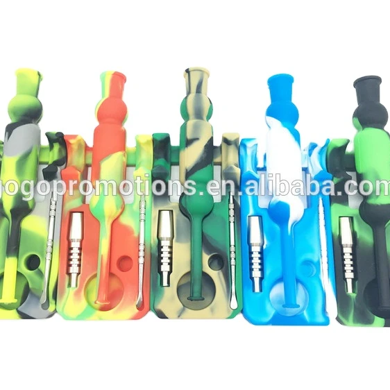 

Wholesale New style Multicolor shaped oem custom printed silicone smoking pipes collectors including tool and titanium nail