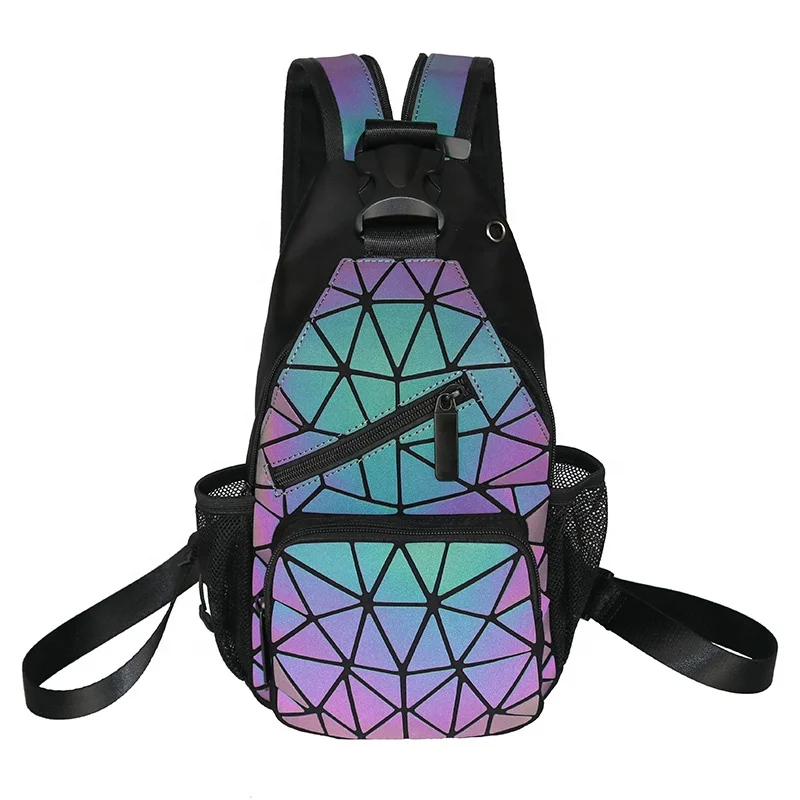 

Women Chest Bags Reflective Waterproof Luminous Geometric Mini Backpack